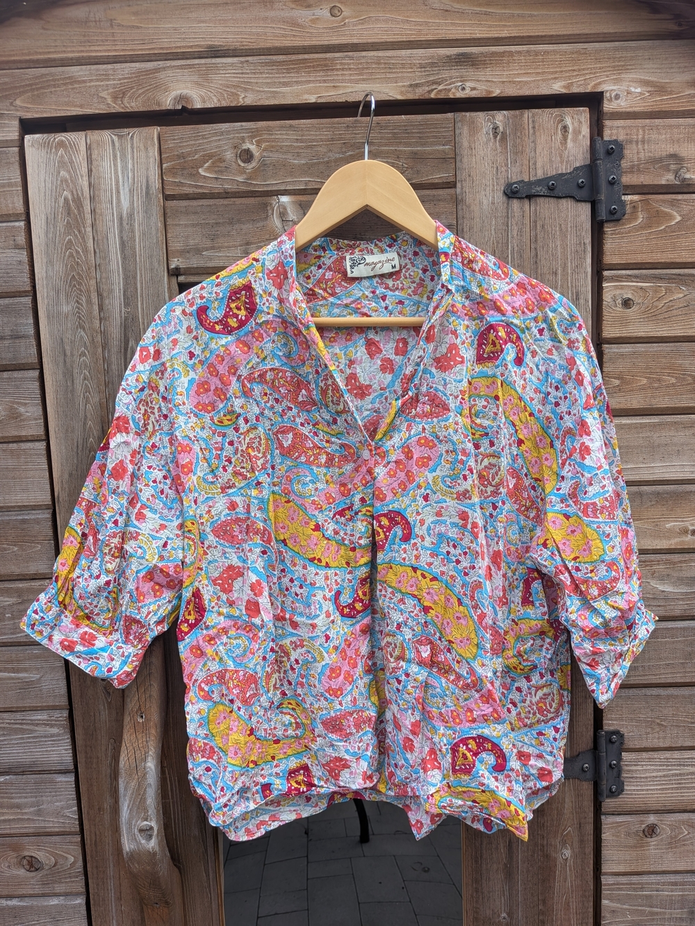 Vintage 90s Cotton Paisley Button-Front Top - Magazine Brand